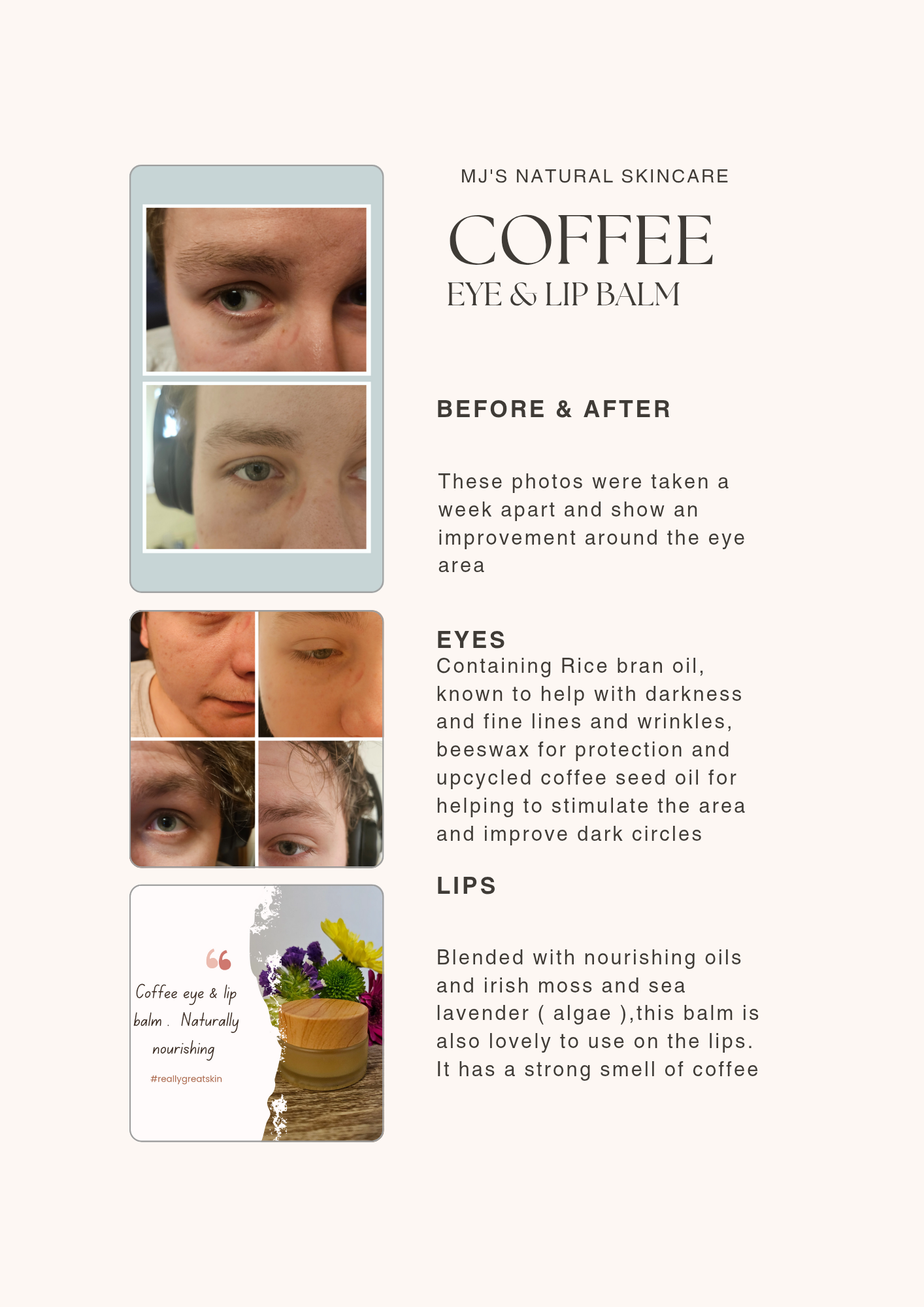 Coffee eye & lip balm